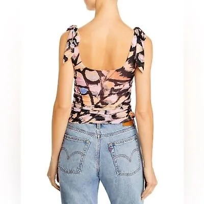 Free People Avenue Print Tank Top Crop Black Small - Image 4