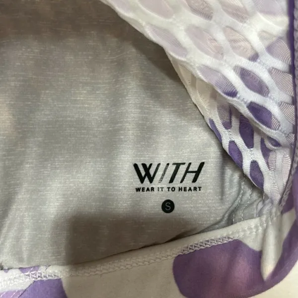 Peloton WITH Wear It To Heart Purple Camo High Neck Sports Bra Size Small - Image 3