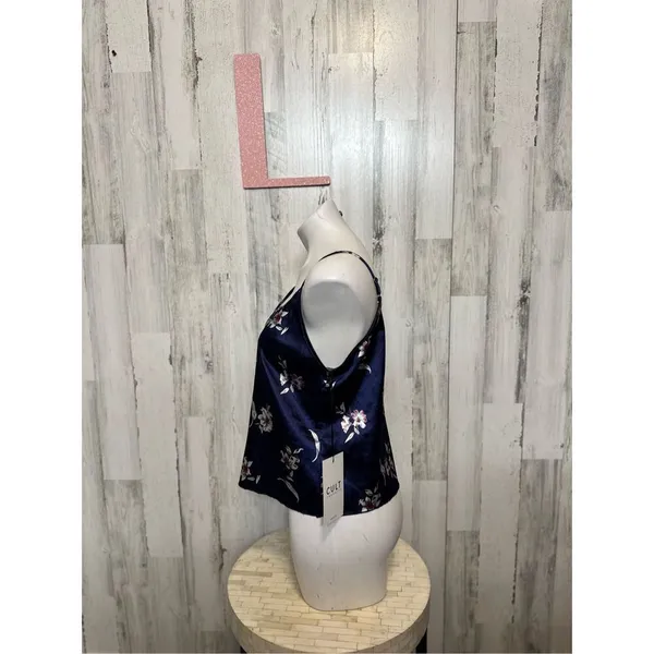 Floral silk tank top size large Blue - Image 3