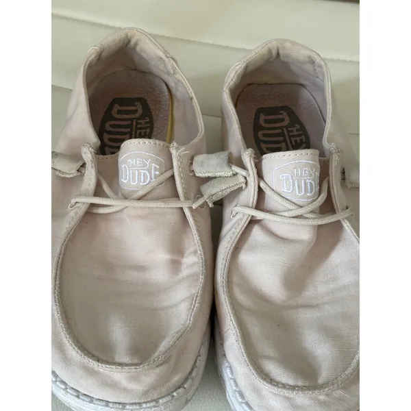 Hey Dude Wendy Slub Canvas Natural Beige‎ Slip On Loafers Shoes Womens 6 - Image 3