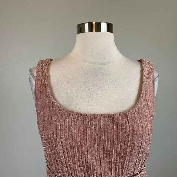 Pink Metallic Beaded Column Gown Women's Size 4 Formal Dress - Image 7