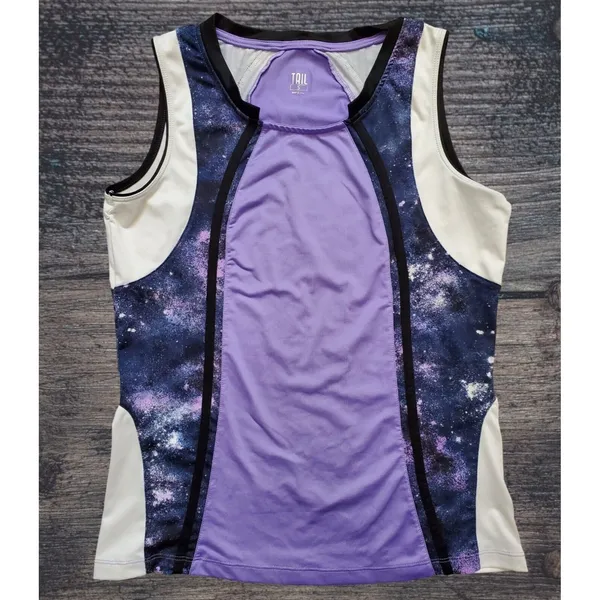 Tail Shirt Women Small Activewear Golf Top Sleeveless Black Purple Space Sky - Image 5