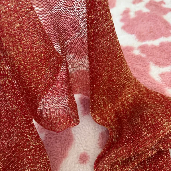 Y2K Metallic Rust Red Glitter Fringe Scarf Fairy Grunge Boho Shimmer Wrap - Image 4