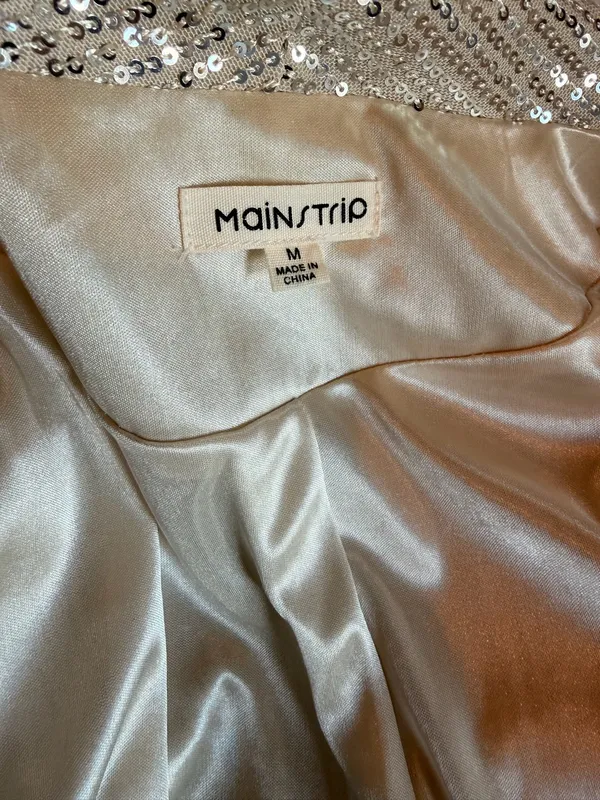 Main Strip Gold Sequins Women’s Medium Open Front Party Holiday Jacket - Image 2
