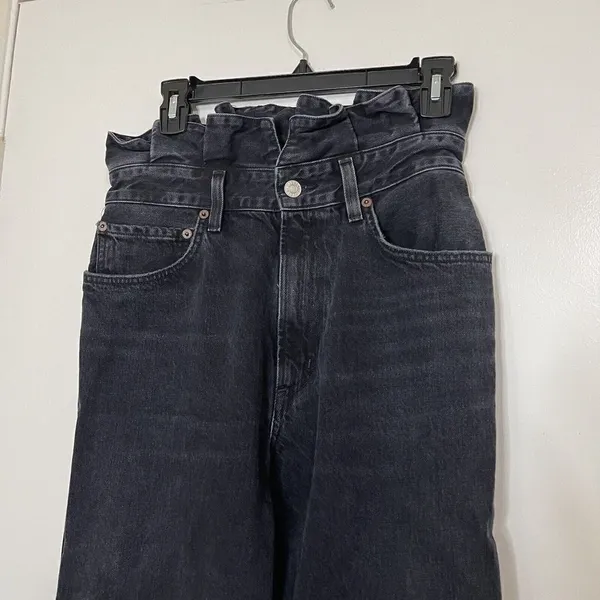 AGOLDE lettuce waist High waist black wash 90's denim jeans size US 29 - Image 3