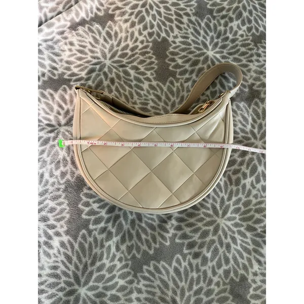 Primark Cream Quilted‎ Crescent Shoulder Bag Scandi Hobo Purse Minimalist Chic Neutral - Image 5