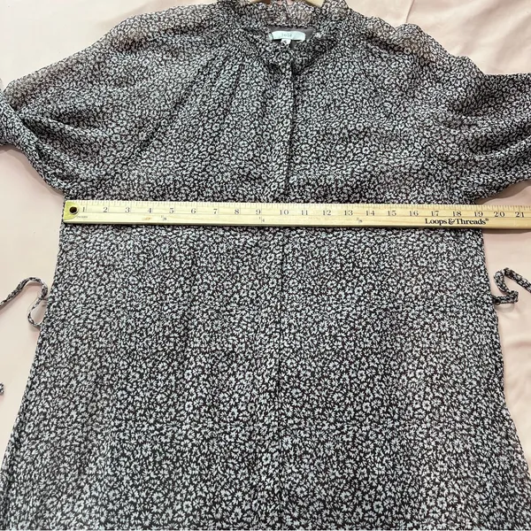Joie‎ Sheer Silk Floral Button Front Tie Waist Dolman Puff Sleeve Midi Dress S - Image 13