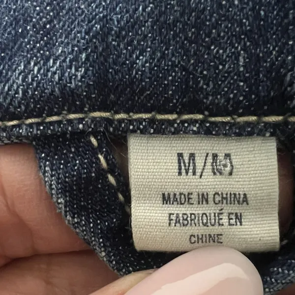 American Eagle Jean Trucker Jacket Distressed Waist Length Blue Denim Women’s M - Image 8