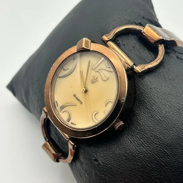 Metallic Brown Exaggerated Stainless Steels Women's Quartz Watch Working Gold - Image 2