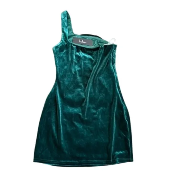 Lulus Truly Ravishing Velvet One-Shoulder Mini Dress in Emerald Green, Size M​​ - Image 4