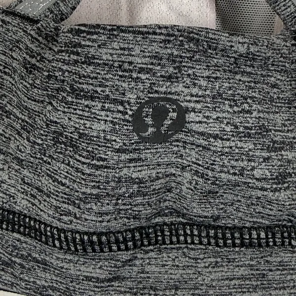 Lululemon Energy Bra Size 6 Heathered Black Pink Space Dye Criss Cross Back‎ - Image 2