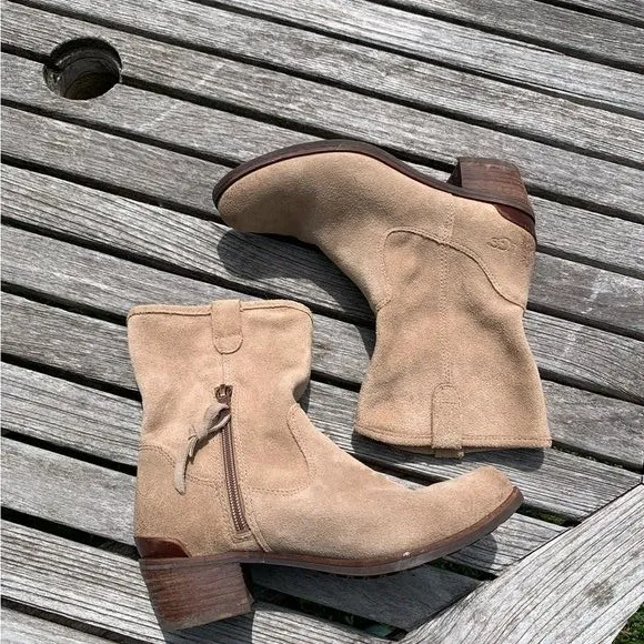UGG Rioni Tan Suede Leather Soft Pull On Mid Boots‎ - Image 2