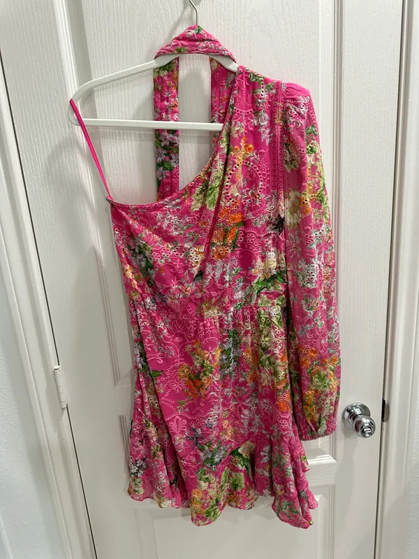 Hemant and Nandita Miyu Pink One Shoulder Mini Dress - Image 7