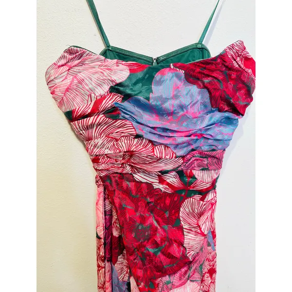 HUTCH Purple Pink Floral Drape Front Strapless Julietta Maxi Gown size 4 - Image 8