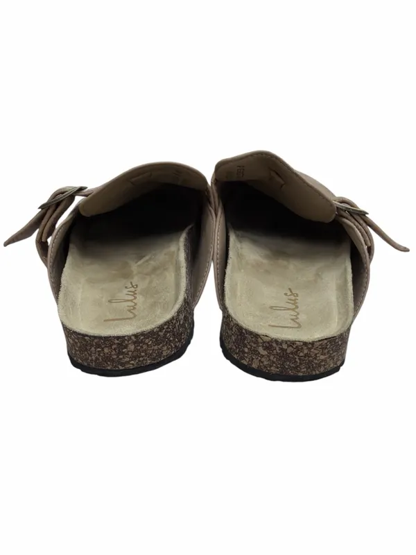 Lulus Pereta Taupe Suede Slip-On Clogs with Buckle - Image 4