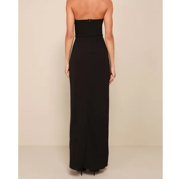 NEW Lulus Dedicated To Glamour Black Strapless Maxi Dress Gala-Ready Gown Small - Image 4