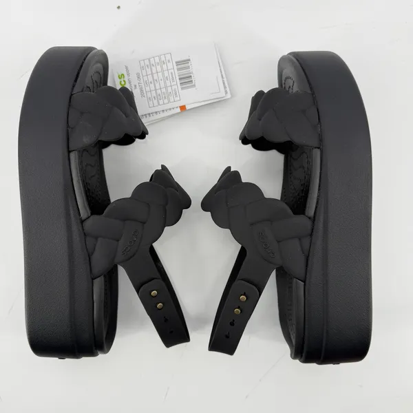 Crocs Brooklyn Woven Upper‎ Low Wedge Sandal Black Women 6 Strappy Comfy New - Image 7