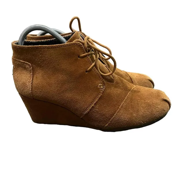 TOMS Desert Wedge Lace-Up‎ Ankle Booties Womens Size 10 Brown Hidden Wedge - Image 7