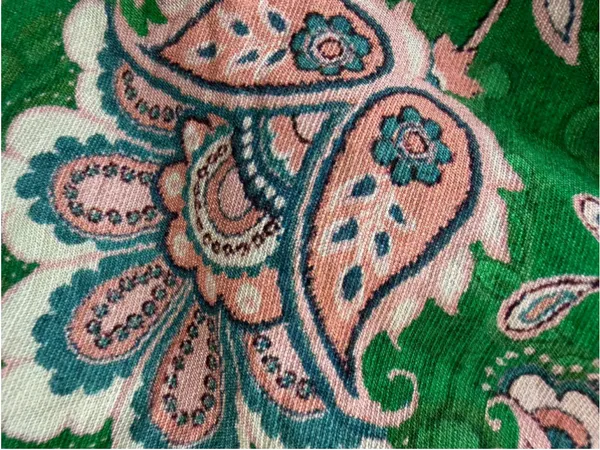 Entro Paisley Print Wide Leg Palazzo Track Pants in Green Size S - Image 4