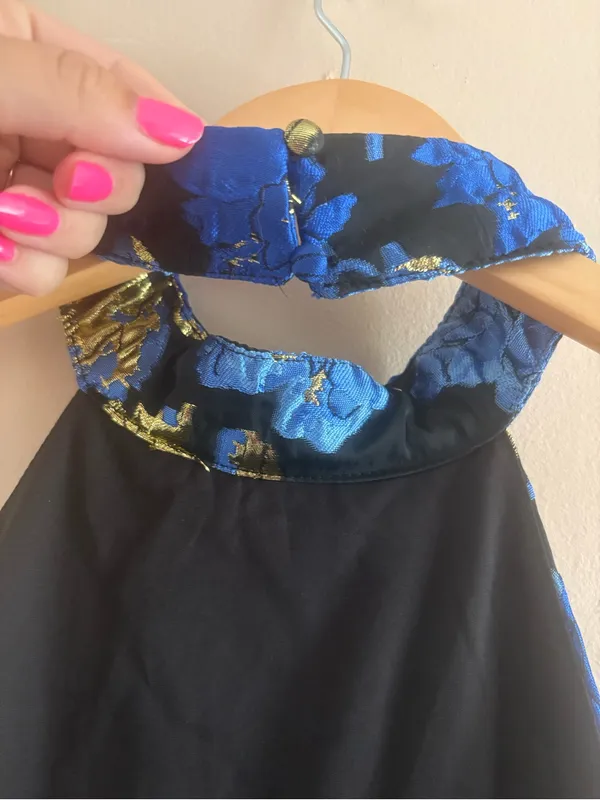 Lulus Extraordinary Impression Black Floral Jacquard Halter Mini Dress Large NWT - Image 10