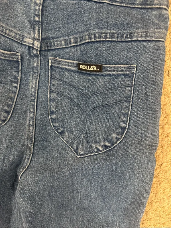 ROLLA'S Blue Zip-Front Wide-Leg Denim Overalls - Image 6
