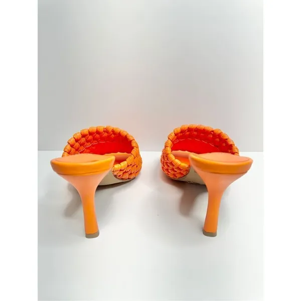 AQUA‎ Woven Sandals Size 7 Orange High Heel Open Square Toe NEW - Image 4