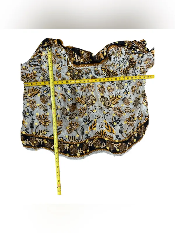 Farm Rio Silver Metallic Floral Beehive Tapestry Long Sleeve Blouse Size Medium - Image 13