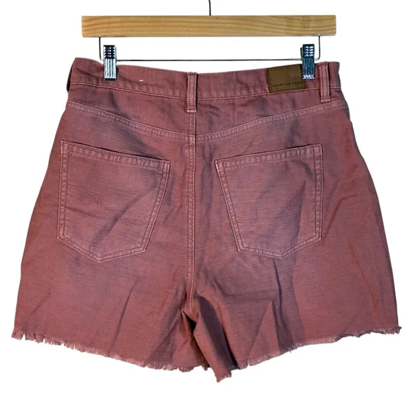 American Eagle Highest Rise Mom Short Distressed Denim Rose Pink Size 8 - Image 4