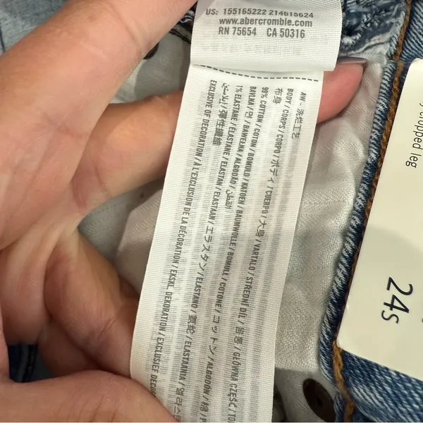 Abercrombie & Fitch Curve Love The Skinny High Rise Blue Wash‎ Size 37/24 Short - Image 7