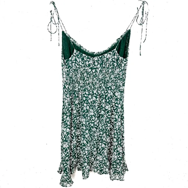 Reformation Esther Green Floral Mini Dress Ruffle Scoop Neck Adjustable Straps 0 - Image 3