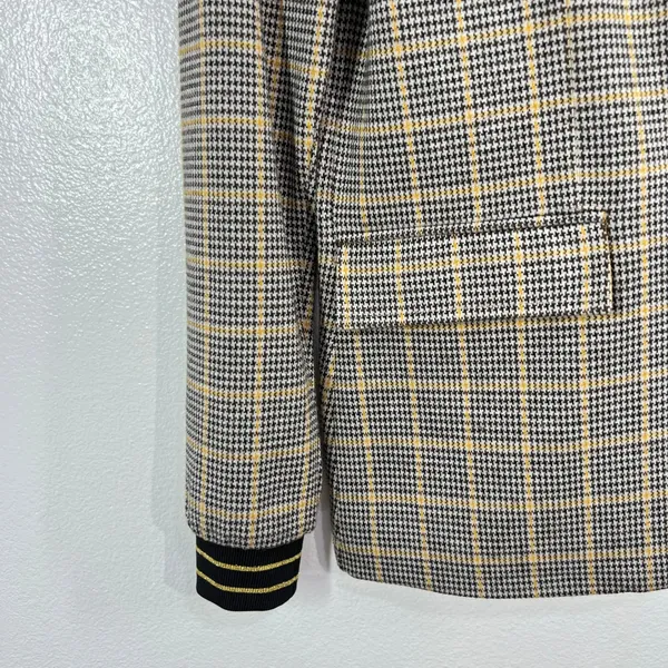Summum Woman Amsterdam‎ Luxury Jersey Plaid Blazer Jacket Gold Stripe Cuff Small - Image 5