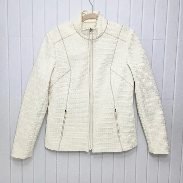 PENDLETON Vintage ZIP Up Front Cream Textured LINED‎ JACKET Size S - Image 2
