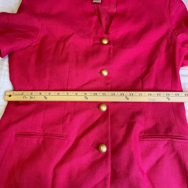 Vintage Casual Corner Fuchsia Short Sleeve Blazer Jacket Gold Buttons - Image 8