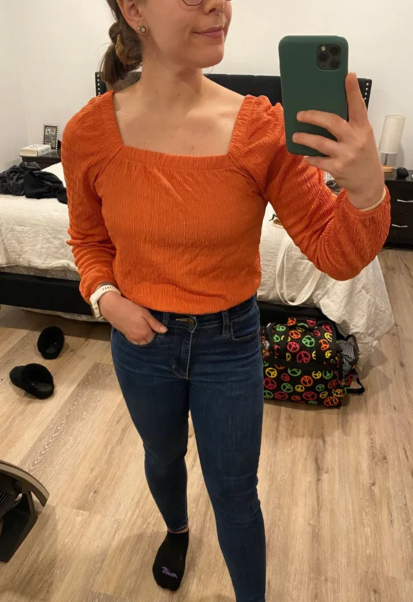Iz Byer Cropped Orange Blouse - Image 4