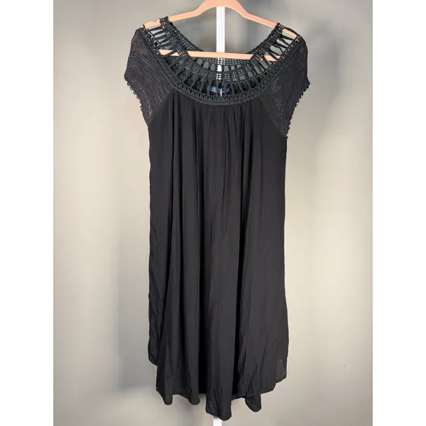 Lola Made in Italy Black Crochet Cover Up Dress‎ Boho Resort NWT - Image 2