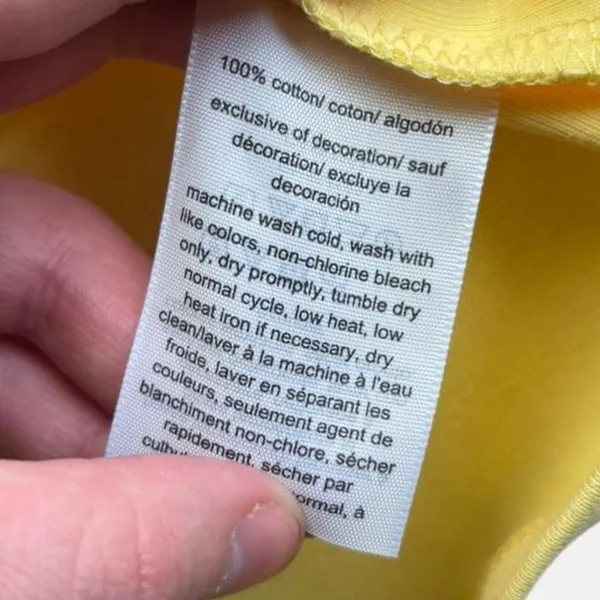 TOMMY HILFIGER Women's T-shirt L Yellow Casual Cotton - Image 3