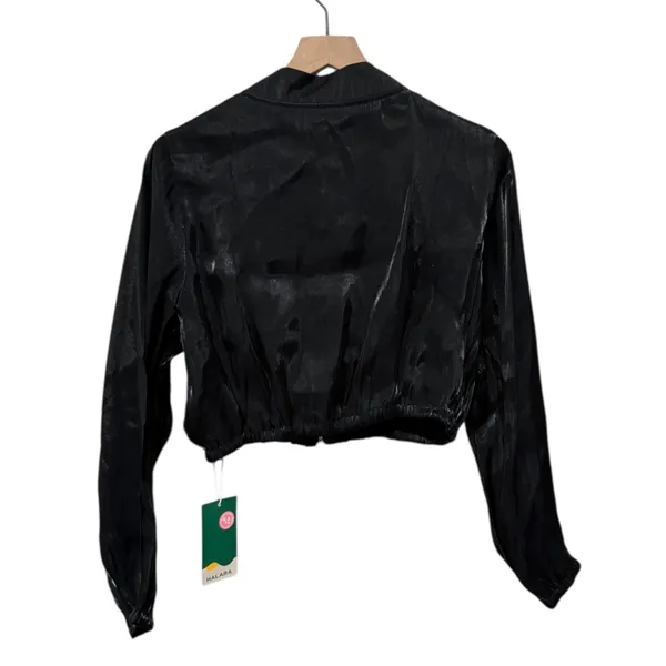 Halara Womens Cropped Zip Up Lightweight Bomber Jacket‎ XS Black Shimmer - Image 2