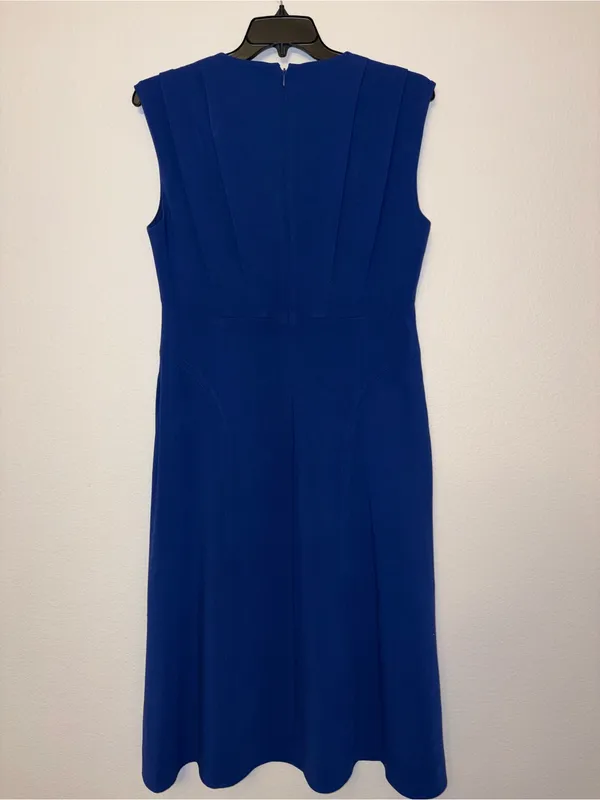Donna Karan Royal Blue V-Neck Pleated Sleeveless Midi Dress Size 10 NWT - Image 6