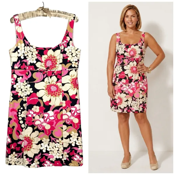 J.Crew 14 Floral Print Sleeveless Retro‎ Cotton Pique Babydoll Dress Sundress - Image 2