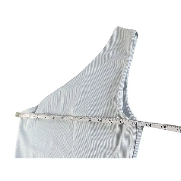 Abercrombie & Fitch One Shoulder‎ Ribbed Maxi Dress Light Blue Tall XST NEW - Image 6
