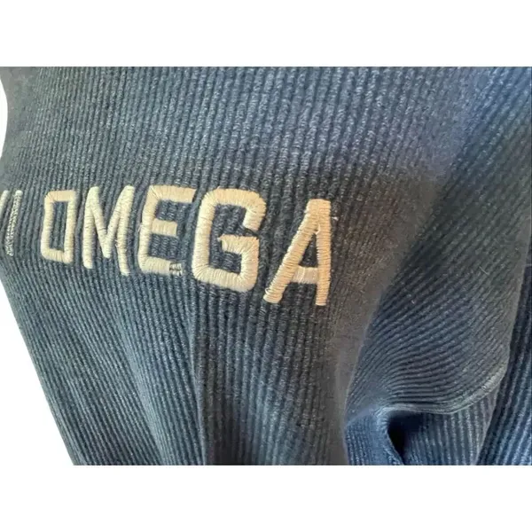 Corded Crew Slate Blue Chi Omega Corduroy-Style Sweatshirt – Size Large - Image 8