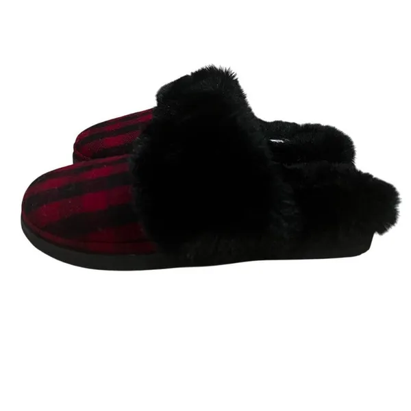 Gianni Bini Faux‎ Fur Size US 9 slippers house shoes fuzzy plaid buffalo plaid - Image 4