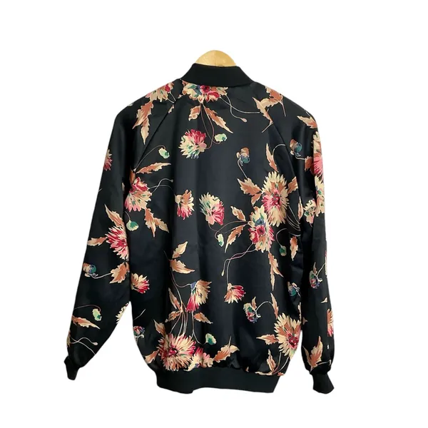 Chaps Floral Satin‎ Bomber Jacket Size Large - Image 3
