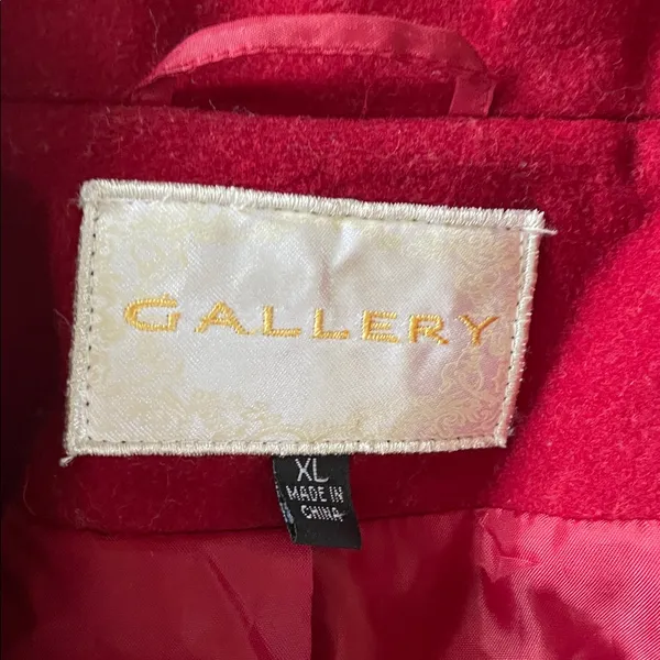 Gallery Pea Coat Womens XL Red Button Up Wool Vintage Inspired Old Money Preppy - Image 2