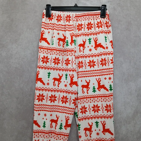 Red Christmas Holiday Print Y2K VTG Festive‎ Ekouaer Pajama Legging Pants Small - Image 3