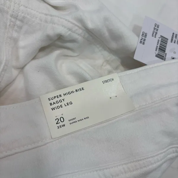American Eagle Jeans Womens Size 20 Short Super High Rise Baggy Wide Leg White - Image 6