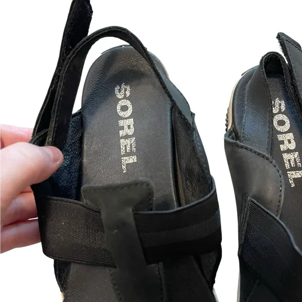 Sorel Women's Out N About Leather Black Flats Sandals - Image 5