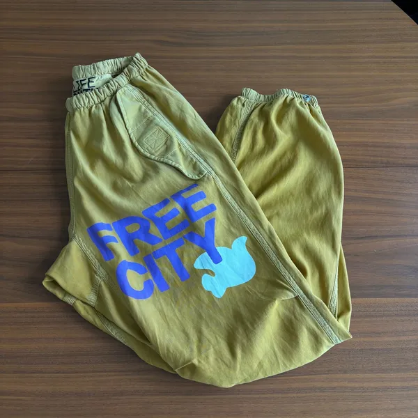 Freecity Flap Snap Pants XS Yellow Cotton Airjump Karate Sail Drawstring Satin - Image 4