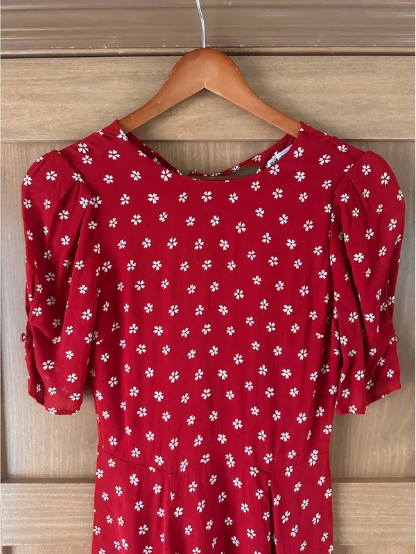 Reformation Bard Floral-Print Crepe Mini Dress in Red Women’s size 6 - Image 5