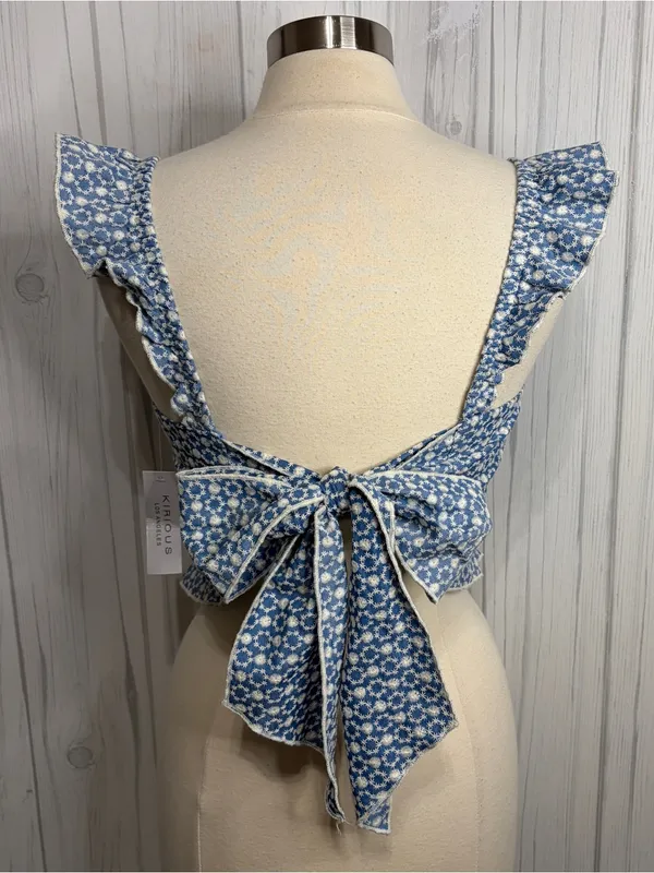 NWT‎ KIRIOUS Cottagecore Embroidered Ruffle Tie Back Crop Top, XL - Image 3